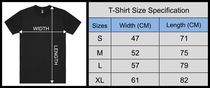 T-Shirt Sizes Chart
