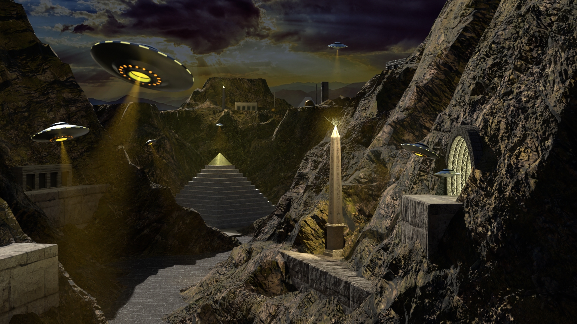 ufo's in valley 3D model